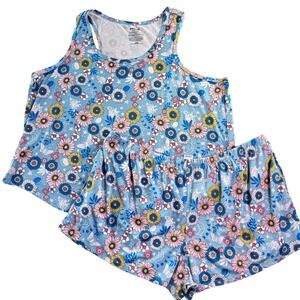 Joyspun Womens 3X Pajama Set Blue Floral Butterfly Tank Top Shorts JS3436436SD